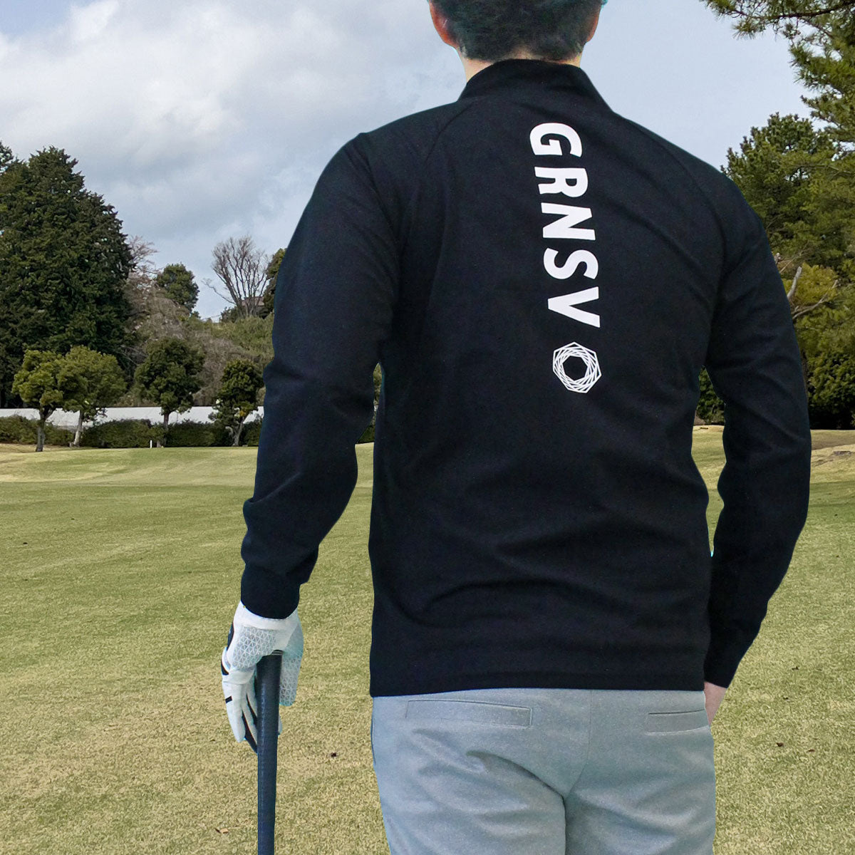 トップイズム TopIsm ゴルフウェア メンズ ハーフジップ モックネックシャツ  GIORNO SEVEN ジョルノセブン ハイネック トップス 長袖 ポロシャツ ロゴ バックプリント ブランド おしゃれ 春夏 秋冬 （2-ブラック） 2-ブラック