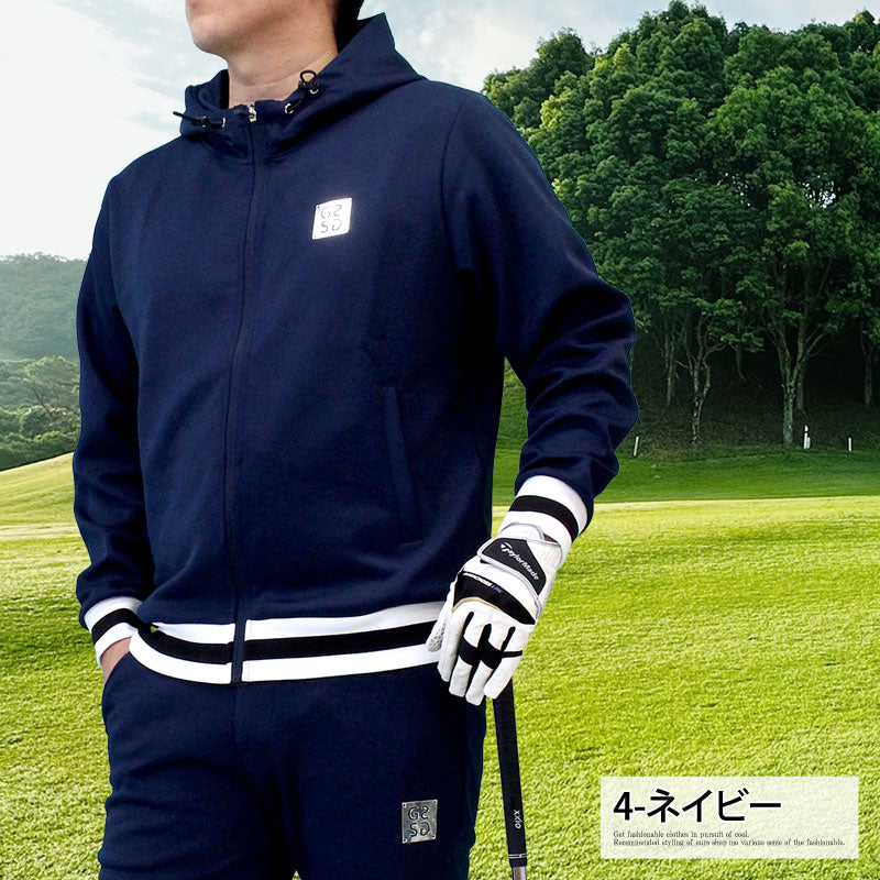トップイズム TopIsm ゴルフウェア メンズ ゴルフ フルジップパーカー GIORNO SEVEN ジョルノセブン トレーナー トップス 裾リブライン おしゃれ ブランド 秋冬 春夏 （3-ブラック） 3-ブラック