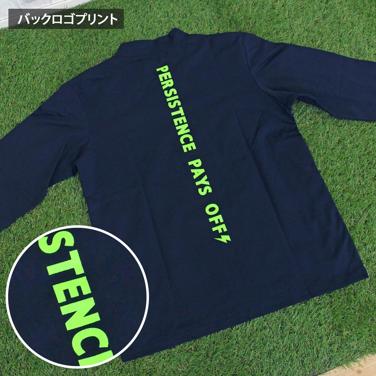 トップイズム TopIsm ゴルフウェア メンズ モックネックシャツ GIORNO SEVEN ジョルノセブン 長袖 ハイネック トップス ポロシャツ ロゴバックプリント ストレッチ おしゃれ 春夏 秋冬 （3-ネイビー） 3-ネイビー