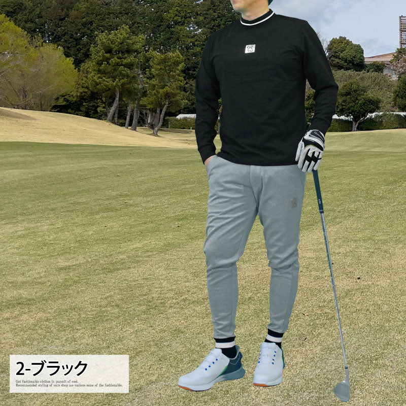 トップイズム TopIsm ゴルフウェア メンズ モックネックシャツ GIORNO SEVEN ジョルノセブン 長袖 ハイネック トップス ポロシャツ シルバーロゴ 首ライン ストレッチ おしゃれ 春夏 秋冬 （3-ネイビー） 3-ネイビー