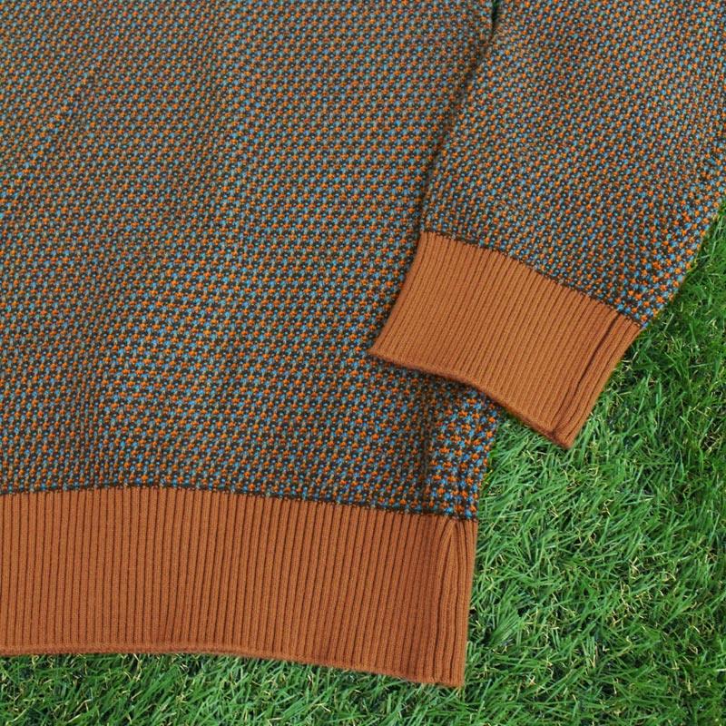 トップイズム TopIsm ゴルフウェア メンズ ニットセーター ミックスカラー 編地 編み目 無地 クルーネック 長袖 トップス おしゃれ 秋冬 （1-ブラック） 1-ブラック