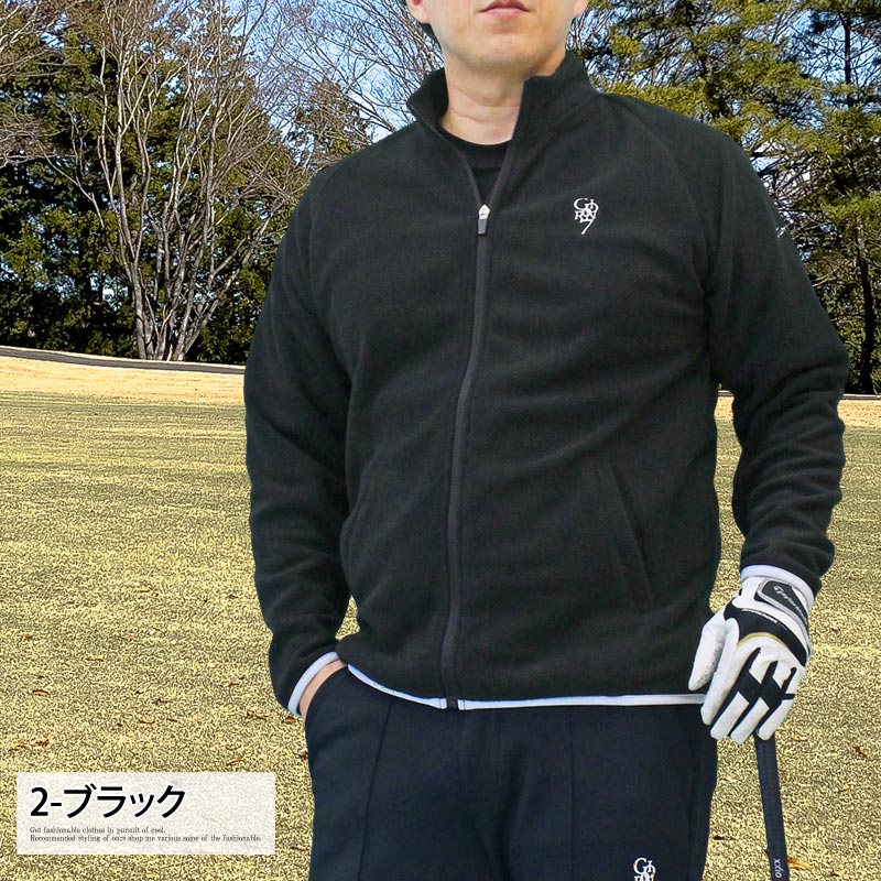 トップイズム TopIsm ゴルフウェア メンズ フリース GIORNO SEVEN ジョルノセブン フルジップアップ トップス ニット ロゴ 刺繍 おしゃれ ブランド 秋冬 （2-ブラック） 2-ブラック
