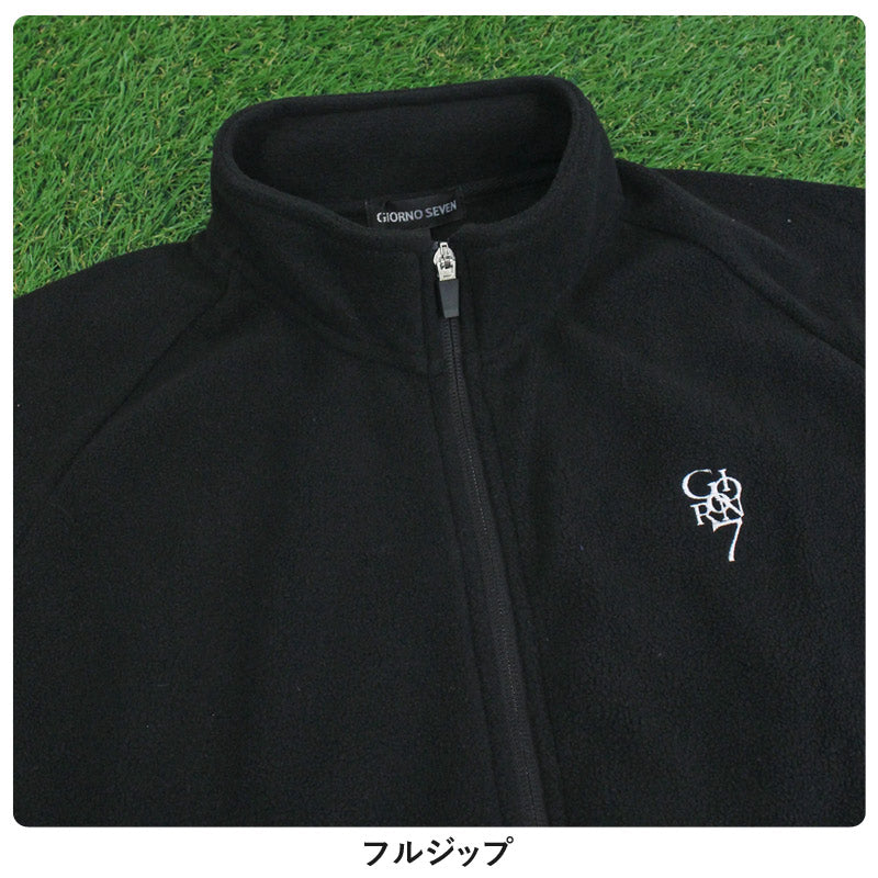 トップイズム TopIsm ゴルフウェア メンズ フリース GIORNO SEVEN ジョルノセブン フルジップアップ トップス ニット ロゴ 刺繍 おしゃれ ブランド 秋冬 （2-ブラック） 2-ブラック
