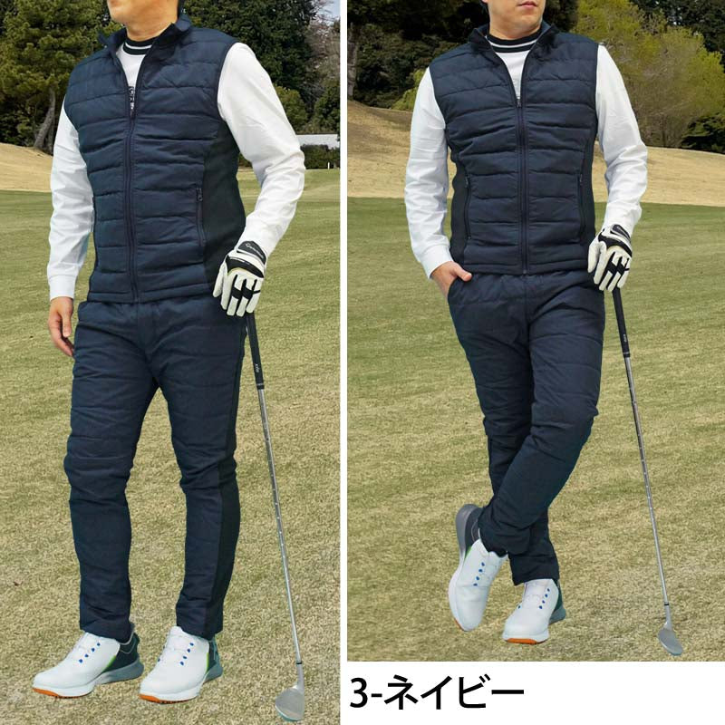 トップイズム TopIsm ゴルフウェア セットアップ メンズ 上下セット ダウンベスト ゴルフパンツ 暖か裏起毛ボア ストレッチジャージ アウター ジップアップ スポーツ 秋冬 （5-カモブラック） 5-カモブラック