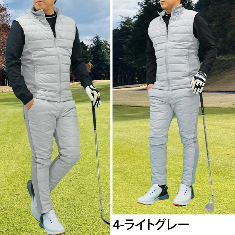 トップイズム TopIsm ゴルフウェア セットアップ メンズ 上下セット ダウンベスト ゴルフパンツ 暖か裏起毛ボア ストレッチジャージ アウター ジップアップ スポーツ 秋冬 （5-カモブラック） 5-カモブラック