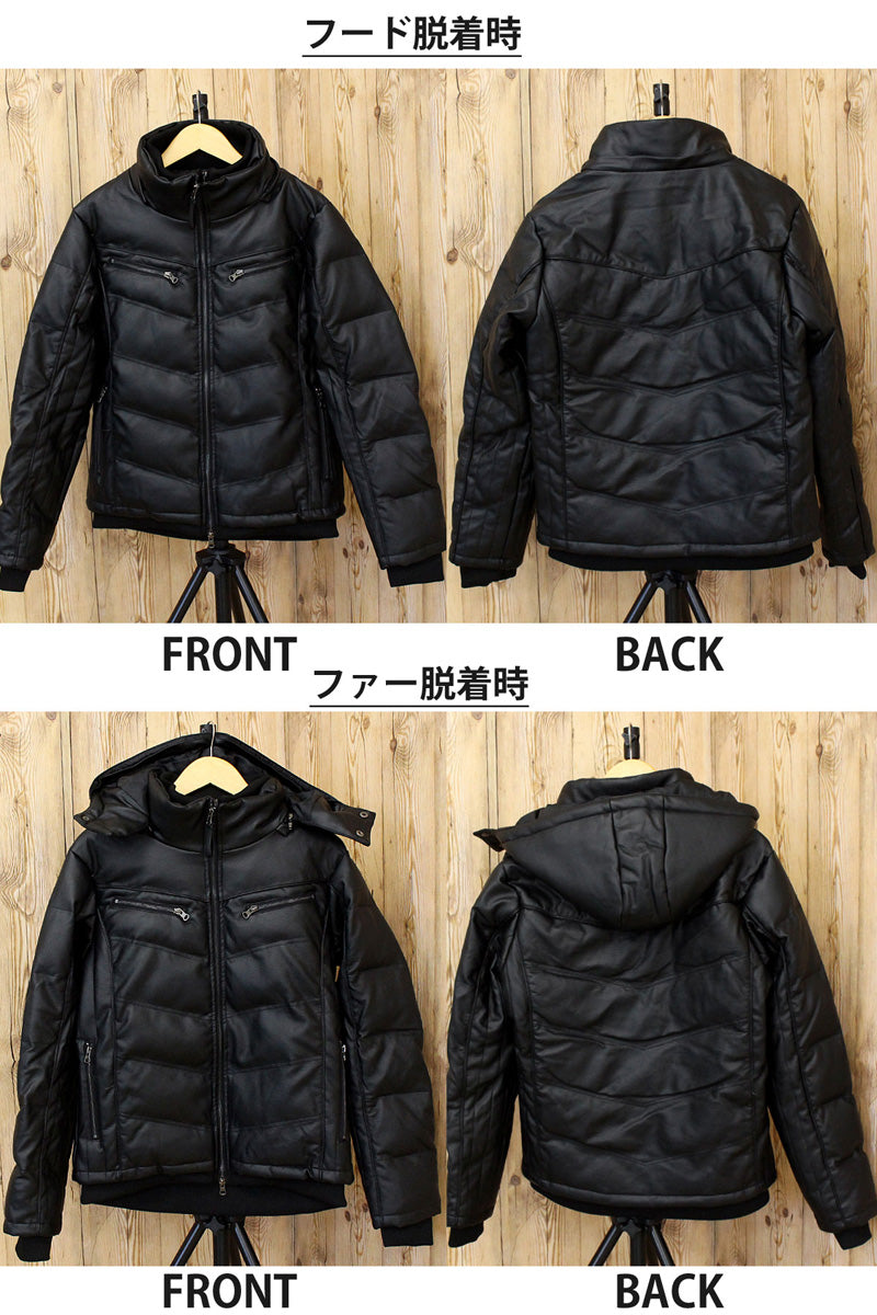 トップイズム TopIsm 撥水加工 フード＆ファー脱着式 3WAY PU中綿ジャケット Wフロント Wzip ジャケット アウター ブルゾン （2-ダークブラウン） 2-ダークブラウン