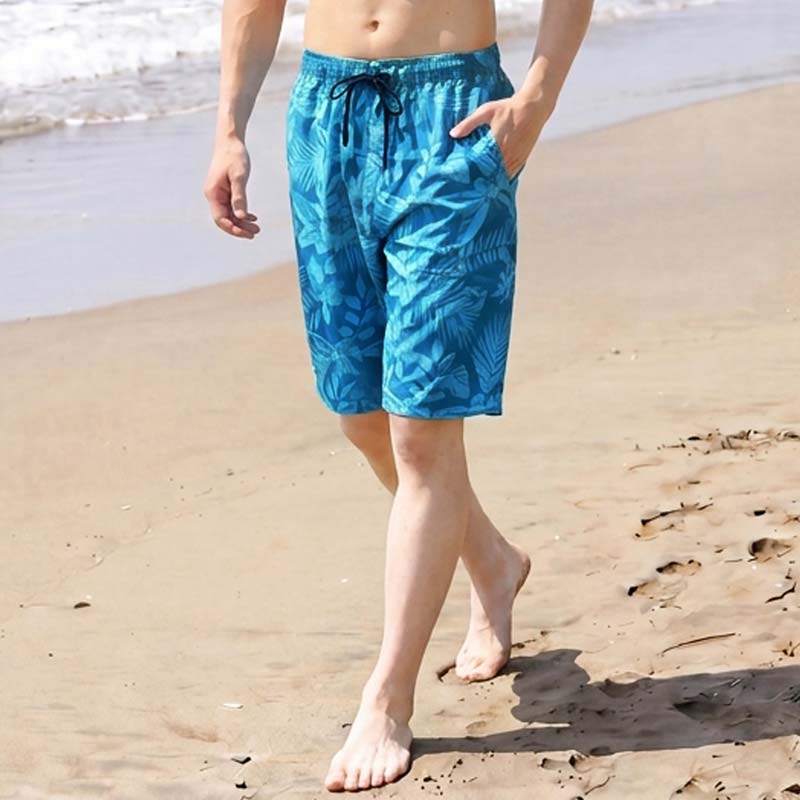 トップイズム TopIsm 水着 メンズ サーフパンツ 水陸両用 インナーパンツ付 海パン 海水パンツ 総柄 ボタニカル柄 スイムウェア 水泳 スポーツ 男性用 ショートパンツ キャンプ アウトドア 夏 【返品不可商品】 （3-ブルー(3033)） 3-ブルー(3033)