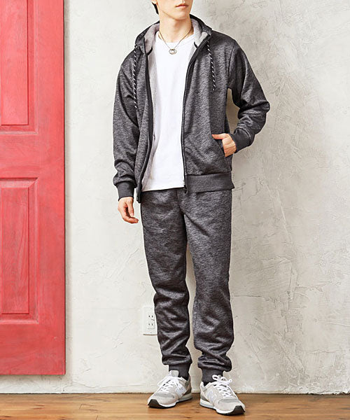 トップイズム TopIsm 上下セット スウェット メンズ ジップアップパーカー ジョガーパンツ セットアップ 男女兼用 裏面シャギーフリース あったか素材 無地 ルームウェア 部屋着