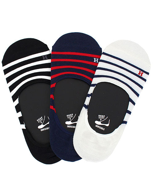 トップイズム TopIsm Healthknit ヘルスニット 靴下 3足セット ソックス メンズ 抗菌防臭 Ag加工 無地 ボーダー スラブ インステップソックス フットカバー ショート,16-ボーダーAg加工