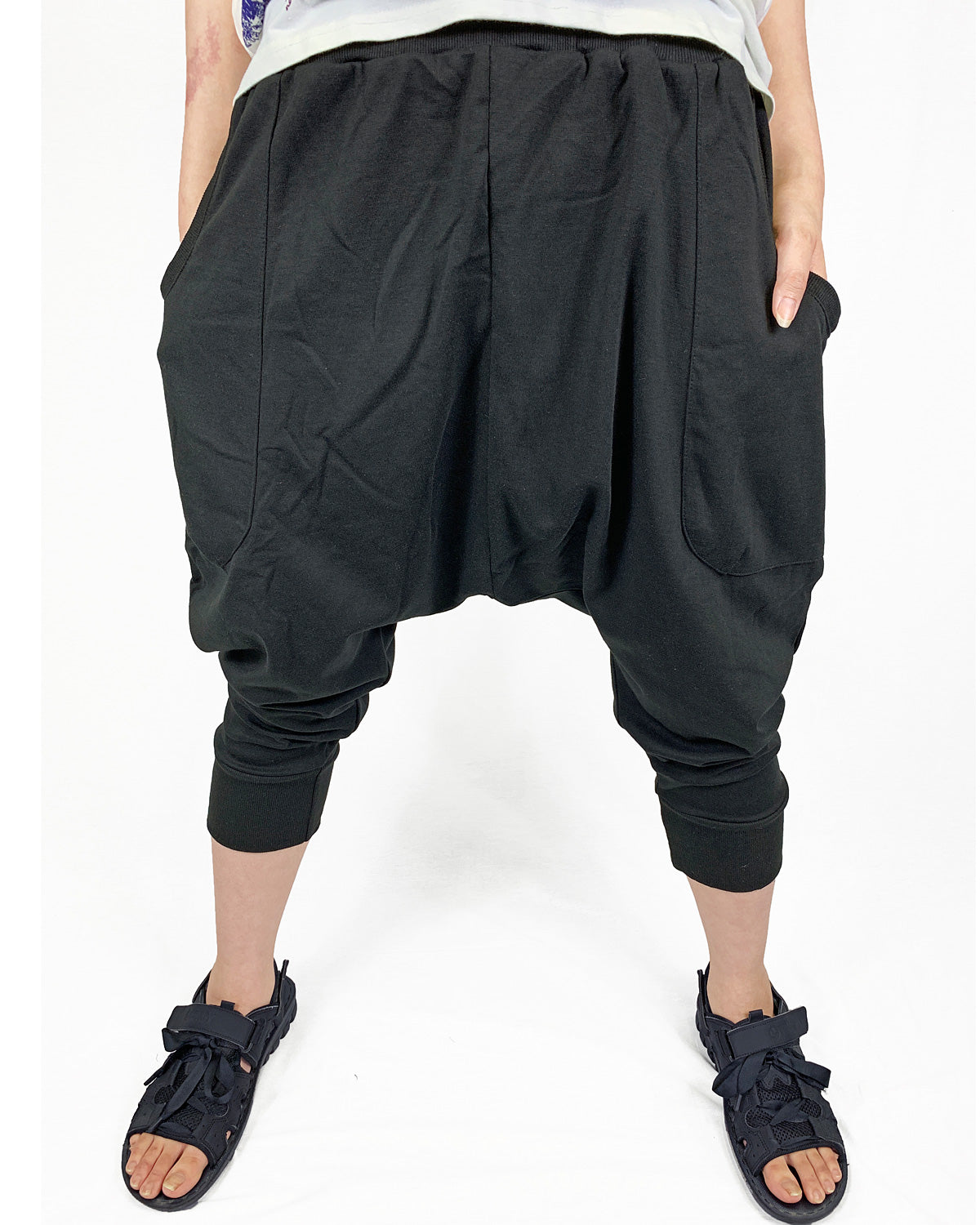 トップイズム TopIsm サルエルパンツ メンズ バルーンパンツ スウェット ルーズ ゆったり ワイド 無地 7分丈 クロップド ハマーパンツ ダンス ストリート 男女兼用 ズボン