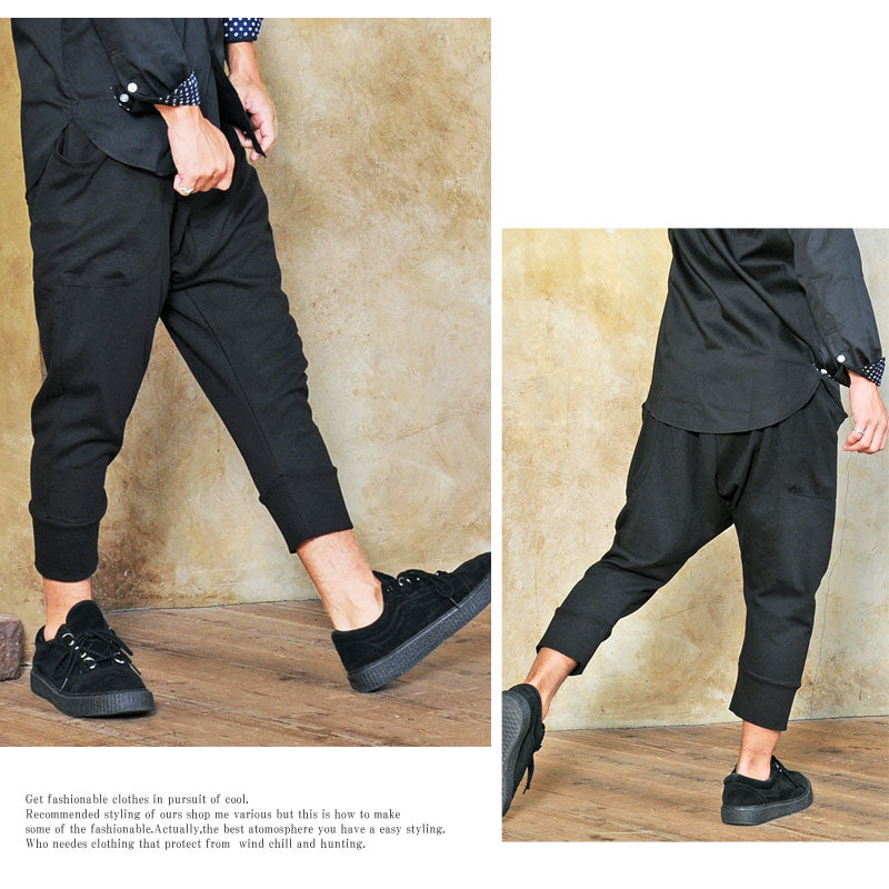 トップイズム TopIsm サルエルパンツ メンズ バルーンパンツ スウェット ルーズ ゆったり ワイド 無地 7分丈 クロップド ハマーパンツ ダンス ストリート 男女兼用 ズボン