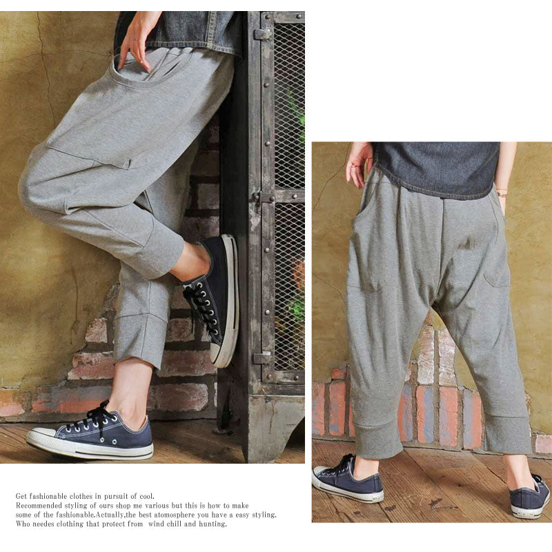 トップイズム TopIsm サルエルパンツ メンズ バルーンパンツ スウェット ルーズ ゆったり ワイド 無地 7分丈 クロップド ハマーパンツ ダンス ストリート 男女兼用 ズボン