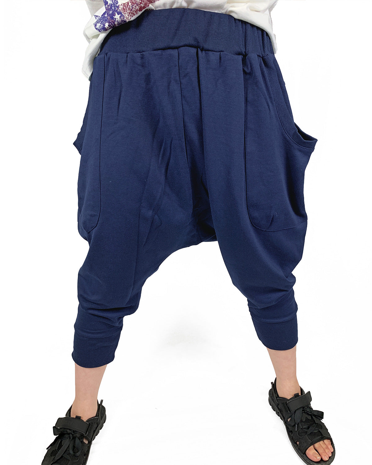 トップイズム TopIsm サルエルパンツ メンズ バルーンパンツ スウェット ルーズ ゆったり ワイド 無地 7分丈 クロップド ハマーパンツ ダンス ストリート 男女兼用 ズボン