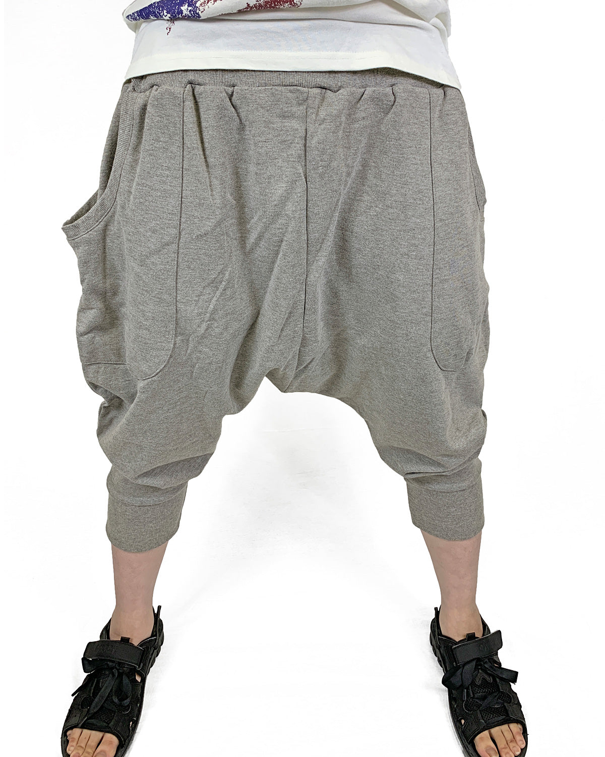 トップイズム TopIsm サルエルパンツ メンズ バルーンパンツ スウェット ルーズ ゆったり ワイド 無地 7分丈 クロップド ハマーパンツ ダンス ストリート 男女兼用 ズボン