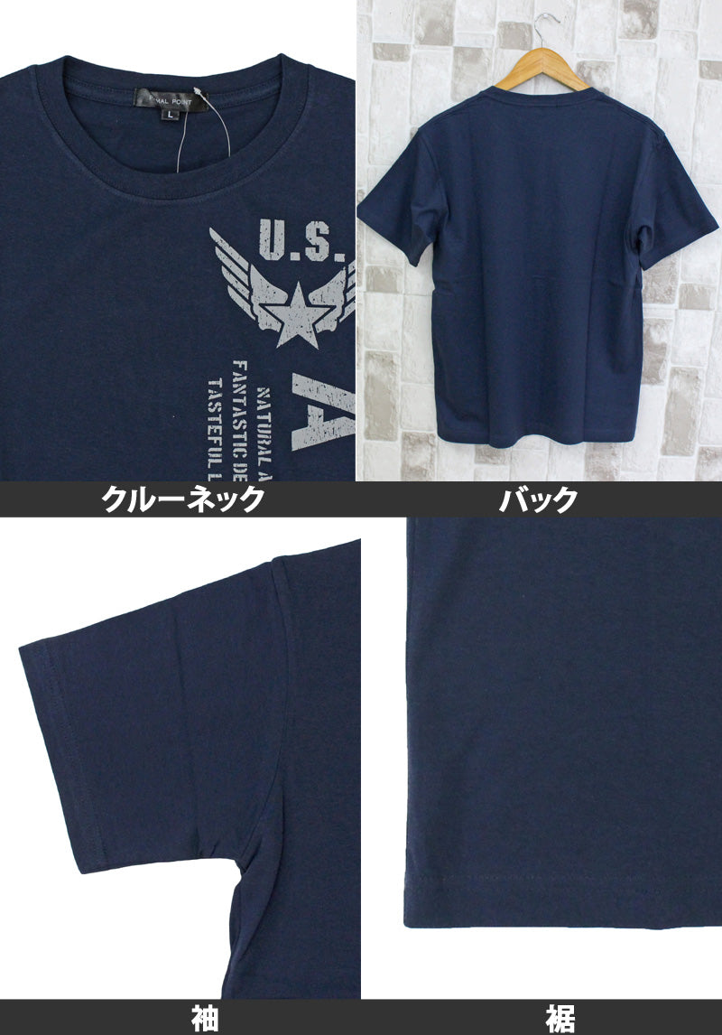 トップイズム TopIsm アメカジ サーフ メッセージロゴ フォトプリント ロゴT ミリタリー クルーネック 半袖 Tシャツ メンズ ティーシャツ トップス 春夏
