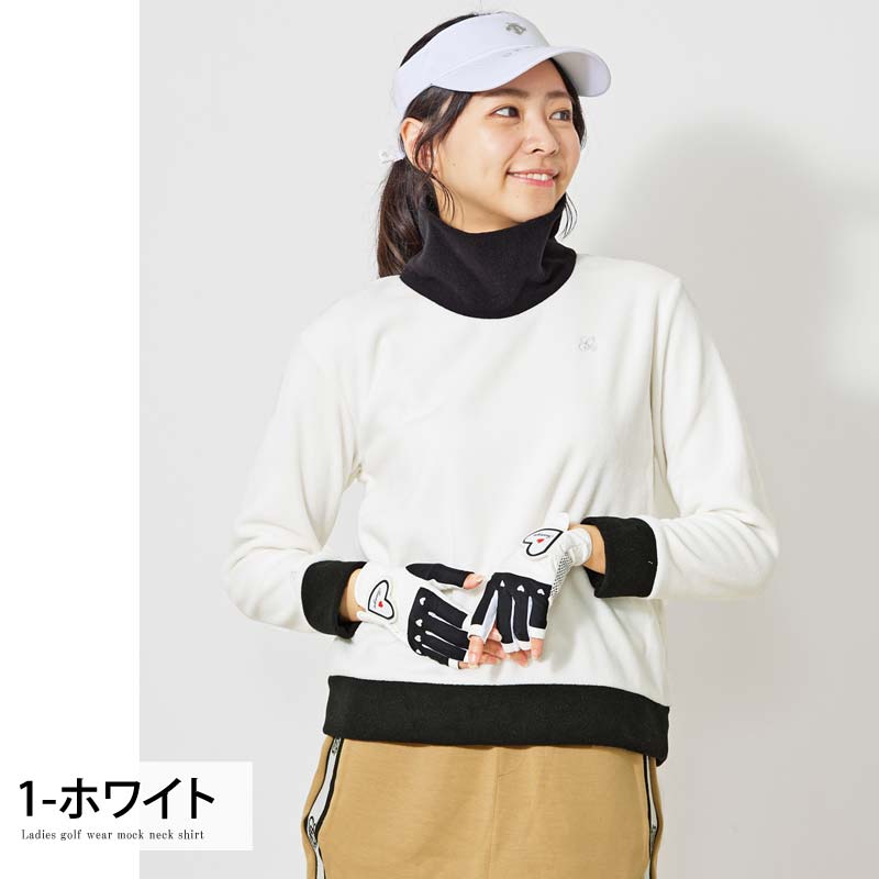 トップイズム TopIsm ゴルフウェア レディース gs GOLF フリース ニットセーター オフタートルネック トップス ロゴ刺繍 無地 おしゃれ かわいい 韓国系 秋冬