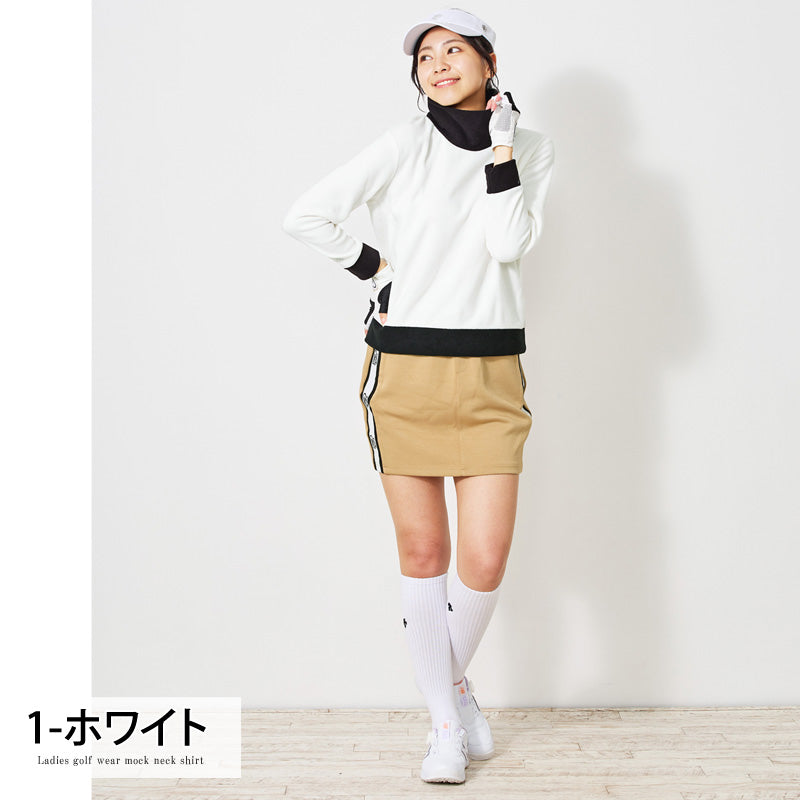 トップイズム TopIsm ゴルフウェア レディース gs GOLF フリース ニットセーター オフタートルネック トップス ロゴ刺繍 無地 おしゃれ かわいい 韓国系 秋冬
