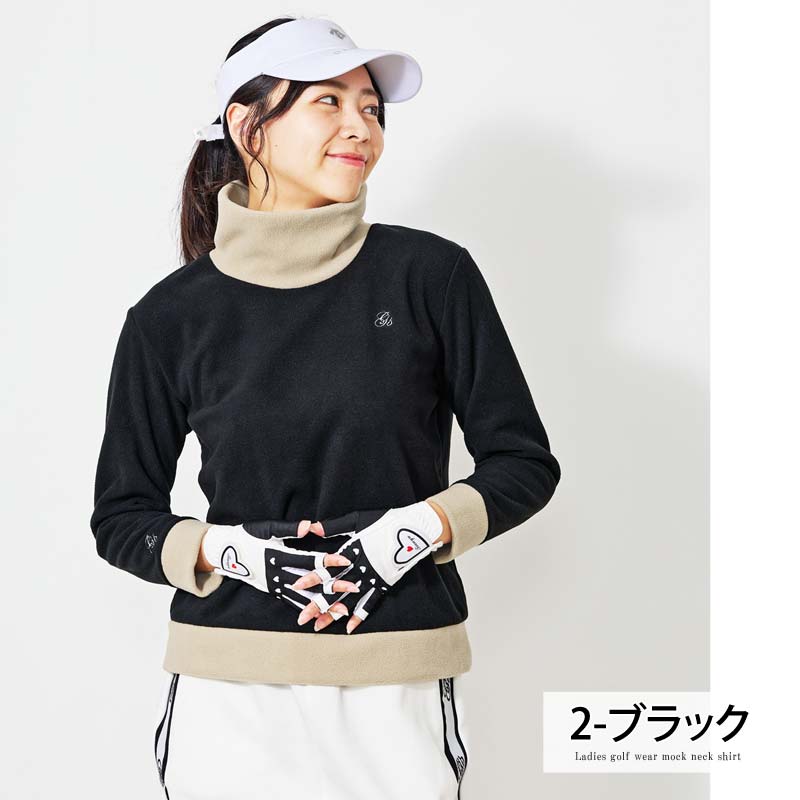 トップイズム TopIsm ゴルフウェア レディース gs GOLF フリース ニットセーター オフタートルネック トップス ロゴ刺繍 無地 おしゃれ かわいい 韓国系 秋冬
