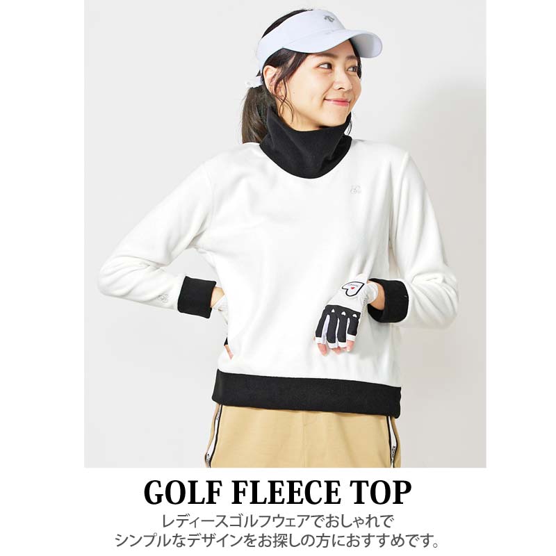 トップイズム TopIsm ゴルフウェア レディース gs GOLF フリース ニットセーター オフタートルネック トップス ロゴ刺繍 無地 おしゃれ かわいい 韓国系 秋冬