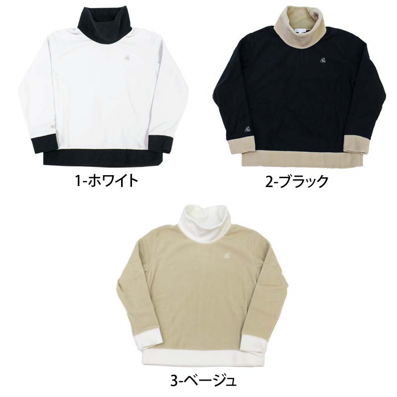 トップイズム TopIsm ゴルフウェア レディース gs GOLF フリース ニットセーター オフタートルネック トップス ロゴ刺繍 無地 おしゃれ かわいい 韓国系 秋冬