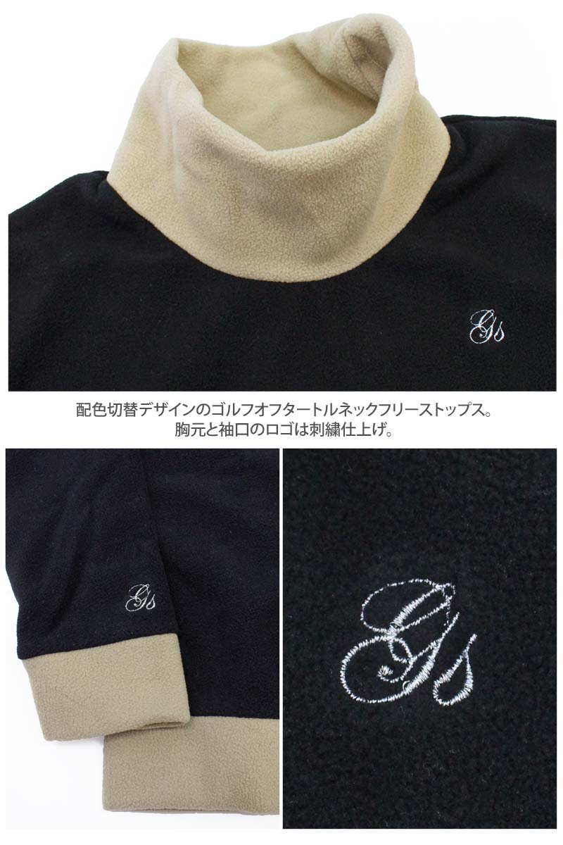 トップイズム TopIsm ゴルフウェア レディース gs GOLF フリース ニットセーター オフタートルネック トップス ロゴ刺繍 無地 おしゃれ かわいい 韓国系 秋冬