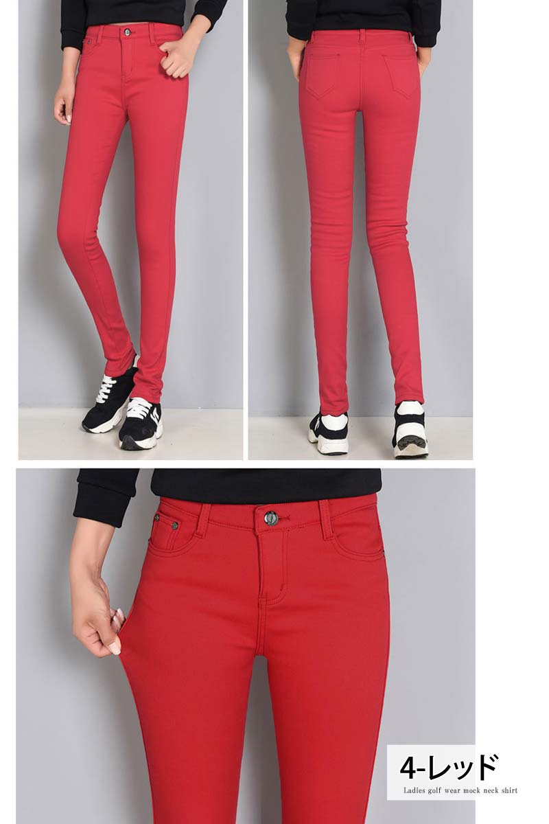 トップイズム TopIsm ゴルフパンツ レディース ゴルフウェア 裏起毛 ストレッチ 無地  おしゃれ カラースキニーパンツ 美脚 スリム 大人 かわいい 秋冬  防寒 小さいサイズ 大きいサイズあり