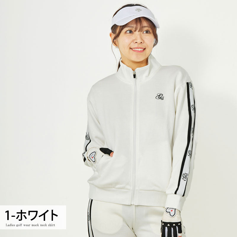 トップイズム TopIsm ゴルフウェア レディース gs GOLF ジップアップジャケット トレーナー スウェット ジャージ トップス 袖リブロゴライン切替 おしゃれ かわいい 韓国系 秋冬 春夏 ブランド （4-ベージュ） 4-ベージュ