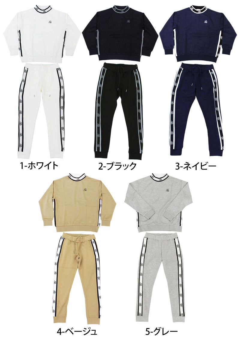 トップイズム TopIsm ゴルフウェア レディース 上下セットアップ gs GOLF スウェットジャージ モックネックトレーナー ゴルフパンツ リブロゴライン切替 おしゃれ かわいい 韓国系 秋冬 春夏 ブランド （3-ネイビー） 3-ネイビー