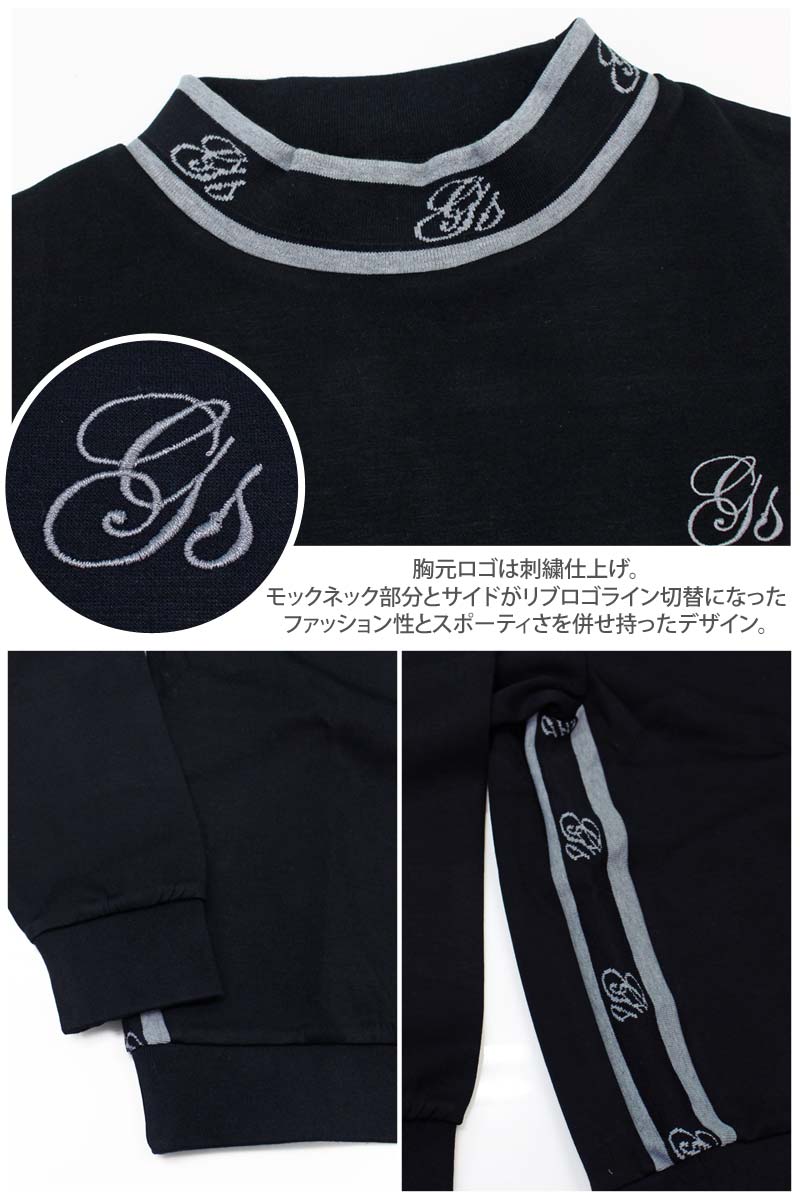 トップイズム TopIsm ゴルフウェア レディース 上下セットアップ gs GOLF スウェットジャージ モックネックトレーナー ゴルフパンツ リブロゴライン切替 おしゃれ かわいい 韓国系 秋冬 春夏 ブランド （3-ネイビー） 3-ネイビー