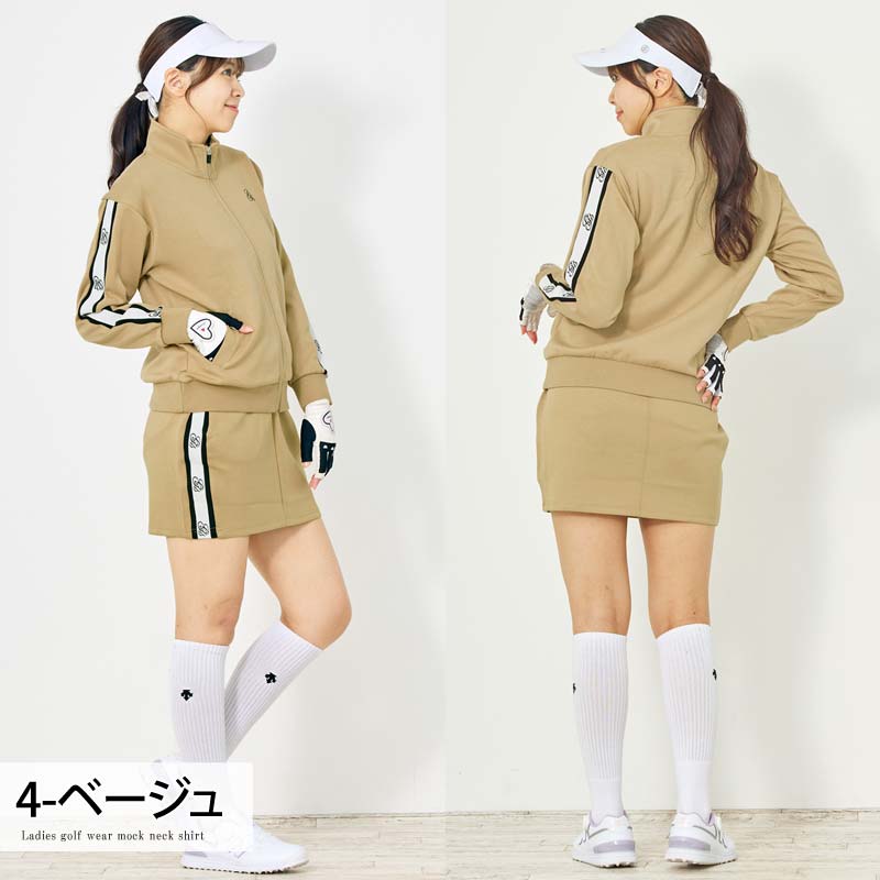 トップイズム TopIsm ゴルフウェア レディース 上下セットアップ gs GOLF ジップアップジャケット スウェットジャージ トレーナー スカート リブロゴライン切替 おしゃれ かわいい 韓国系 秋冬 春夏 ブランド （2-ブラック） 2-ブラック