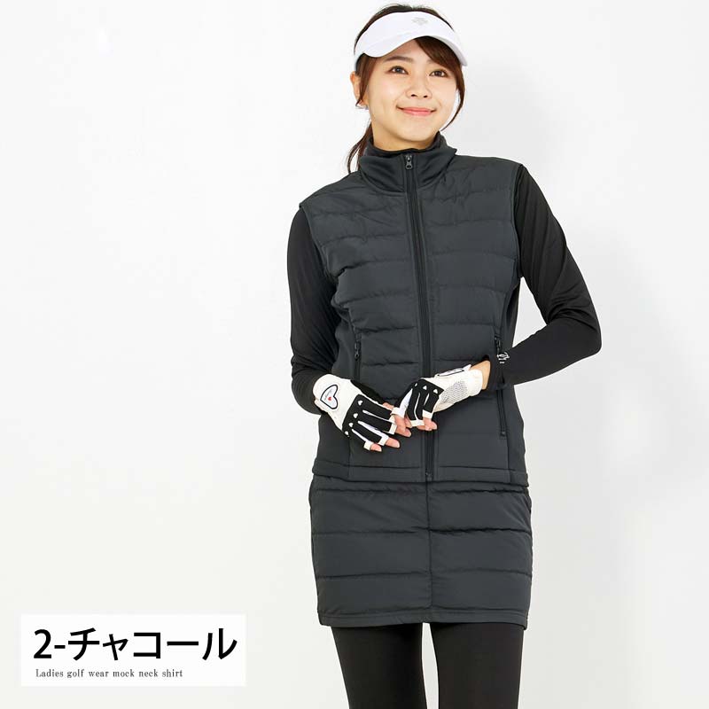 トップイズム TopIsm ゴルフウェア レディース ダウン上下セットアップ ダウンベスト ダウンスカート 暖か裏起毛ボアフリース ストレッチ おしゃれ かわいい 秋冬 （2-チャコール） 2-チャコール