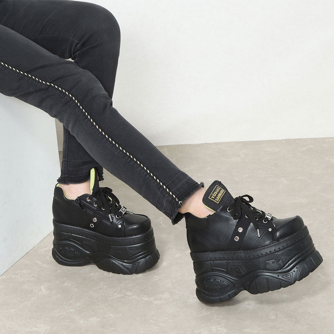 ヨースケ YOSUKE 厚底スニーカー,ブラック