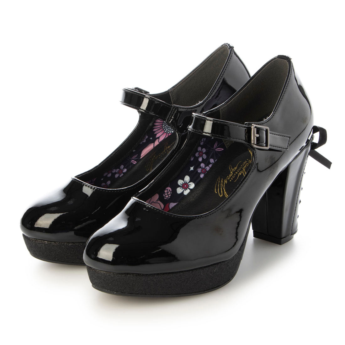 ヨースケ YOSUKE バックリボンパンプス （ブラックエナメル） ブラックエナメル