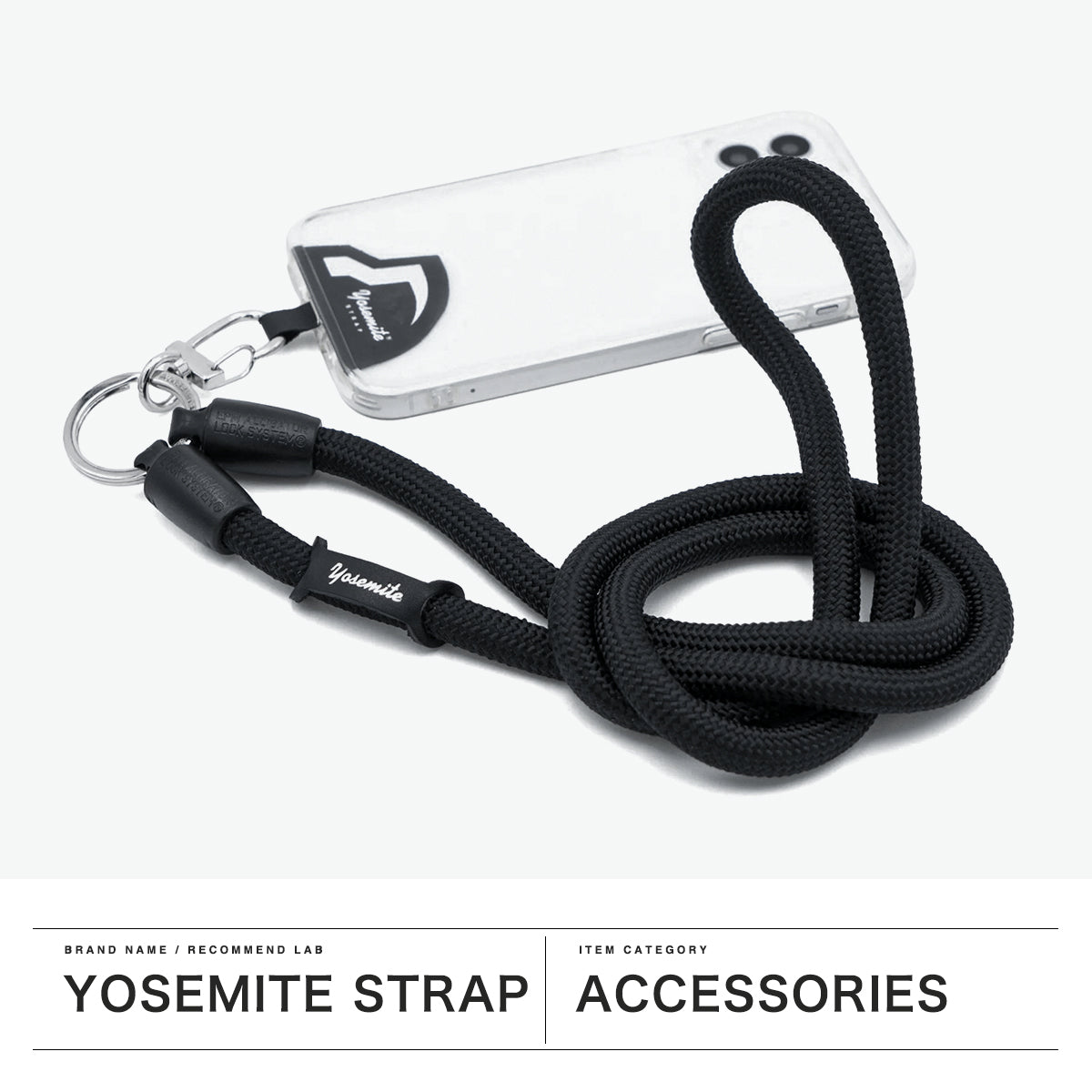 ヨセミテストラップ YOSEMITE STRAP 正規取扱店 ストラップ スマホ 紐 ホルダー 首掛け 挟む コード ロープ ブランド 丈夫 モバイルストラップ ショルダー 携帯 おしゃれ 日本製 120cm MOBILE YMS-3000 （Military） Military