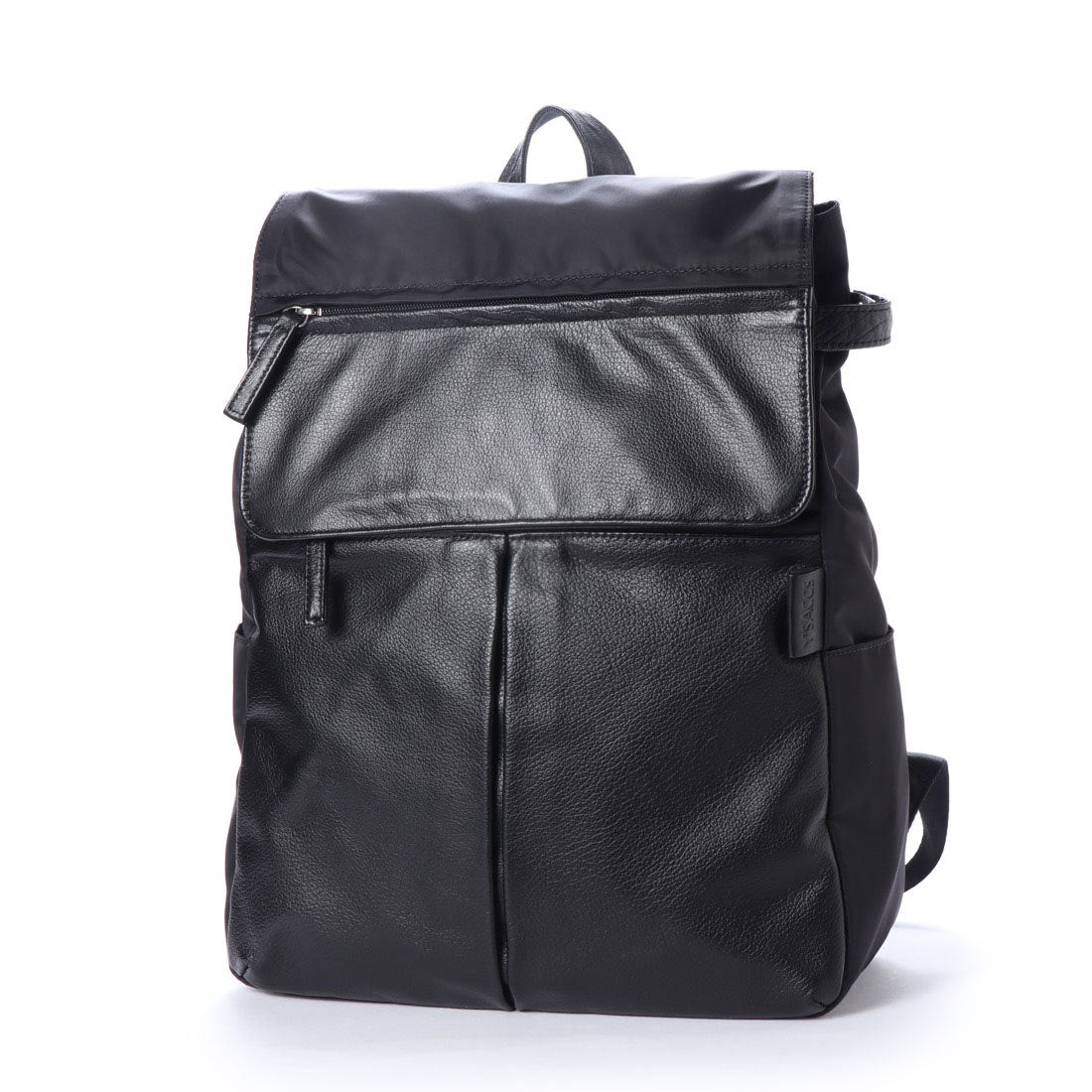 イザック YSACCS ナイロン×牛革コンビシリーズ リュックサック Mサイズ,BLACK