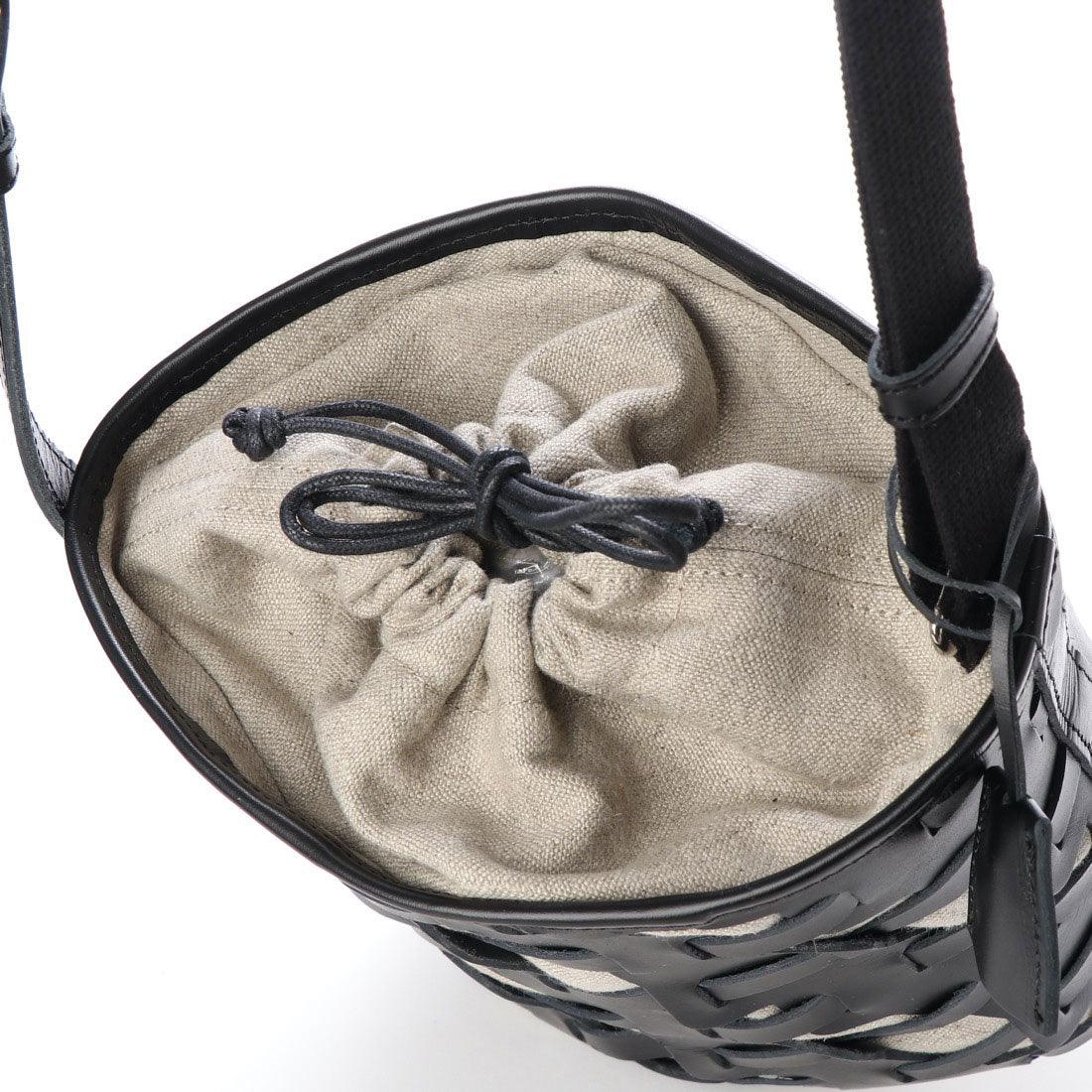 イザック YSACCS レザー×リネン メッシュデザインショルダー