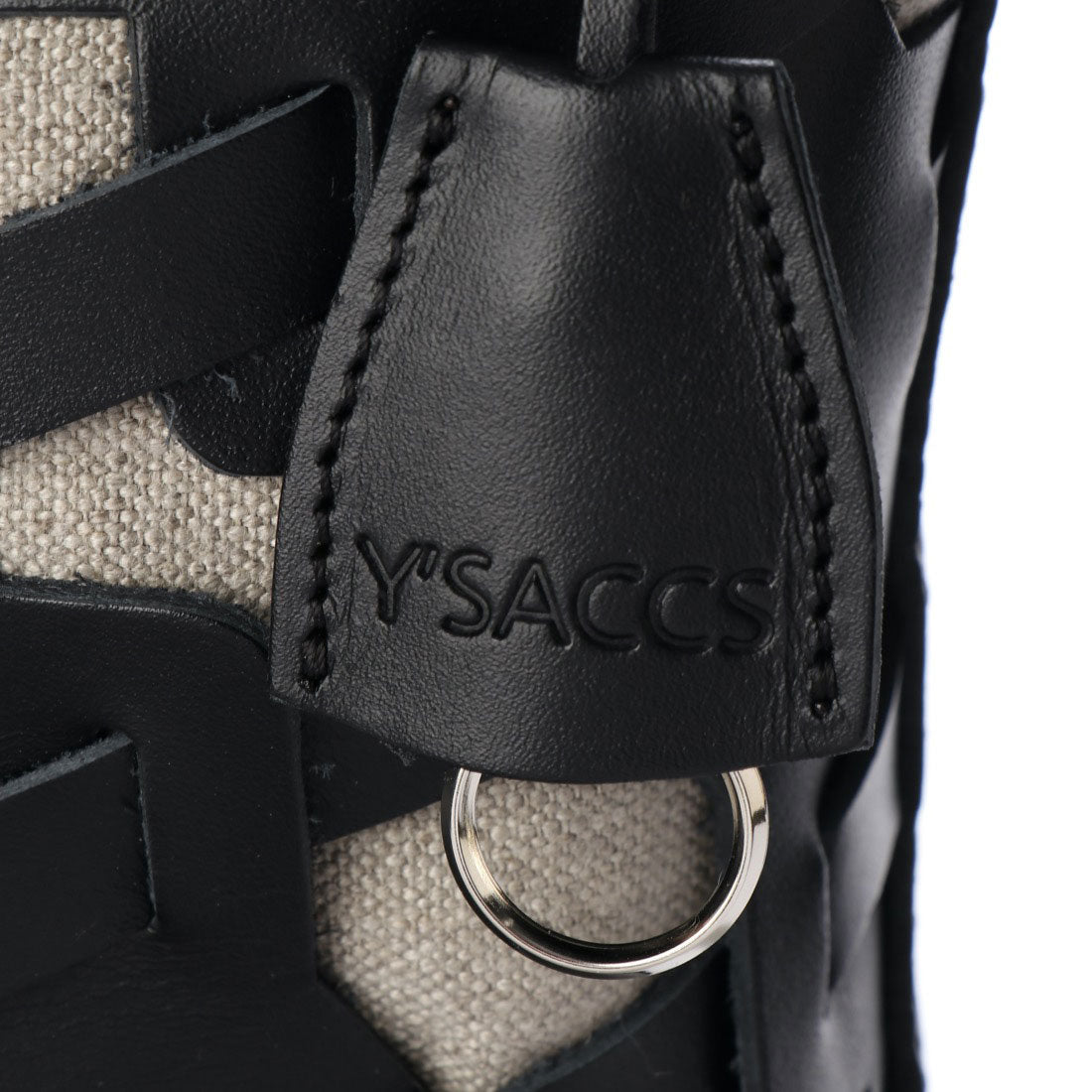 イザック YSACCS レザー×リネン メッシュデザインショルダー