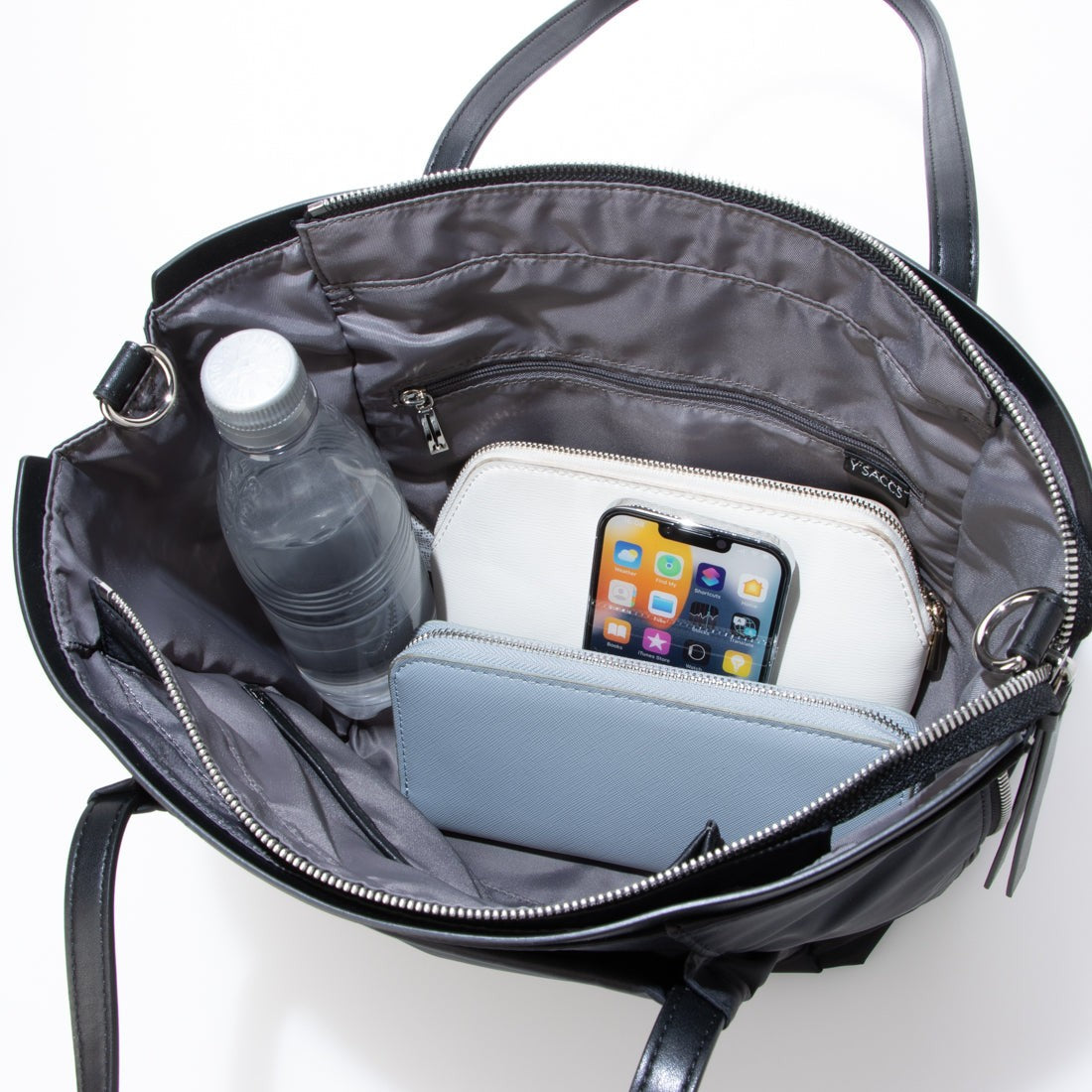 イザック Y'SACCS リサイクルナイロン×リサイクルレザー すっきりトート Sサイズ