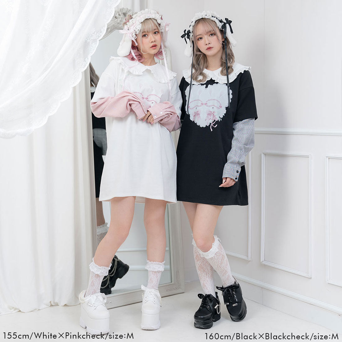 ユメテンボウ 夢展望 丸襟フリル裏毛ワンピ