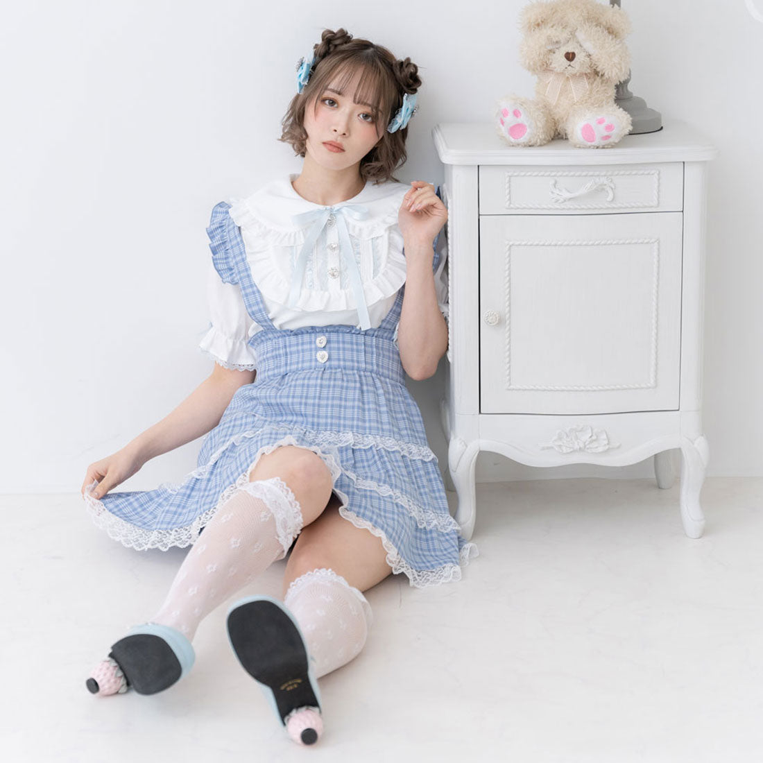 ユメテンボウ 夢展望 レースチェックティアードサススカート