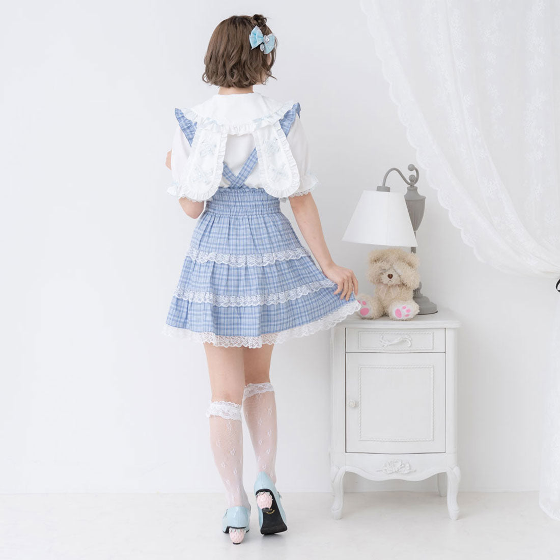 ユメテンボウ 夢展望 レースチェックティアードサススカート