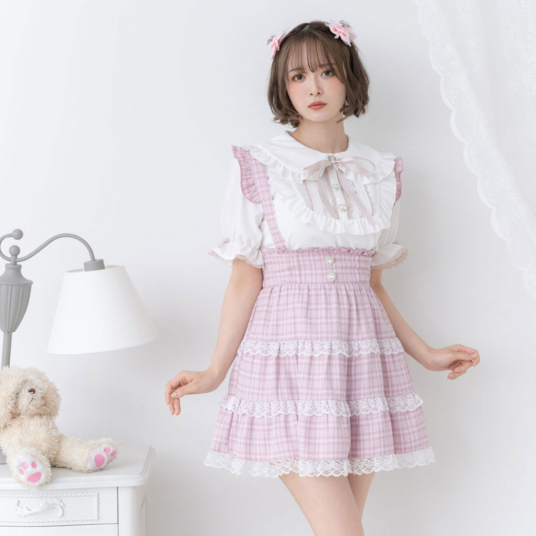 ユメテンボウ 夢展望 レースチェックティアードサススカート