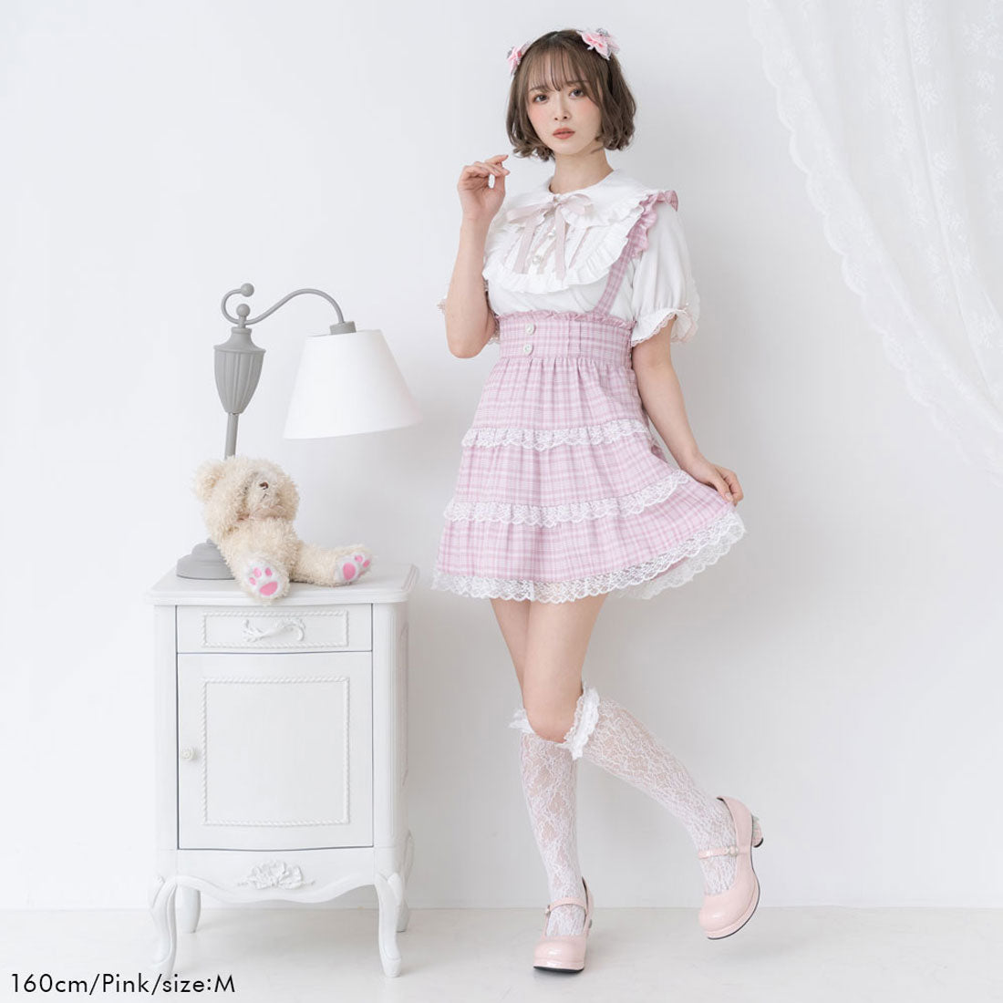 ユメテンボウ 夢展望 レースチェックティアードサススカート