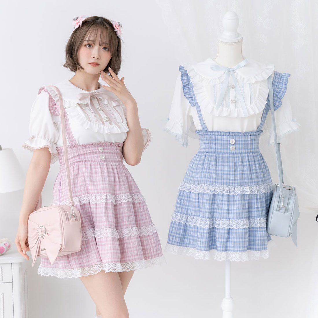 ユメテンボウ 夢展望 レースチェックティアードサススカート