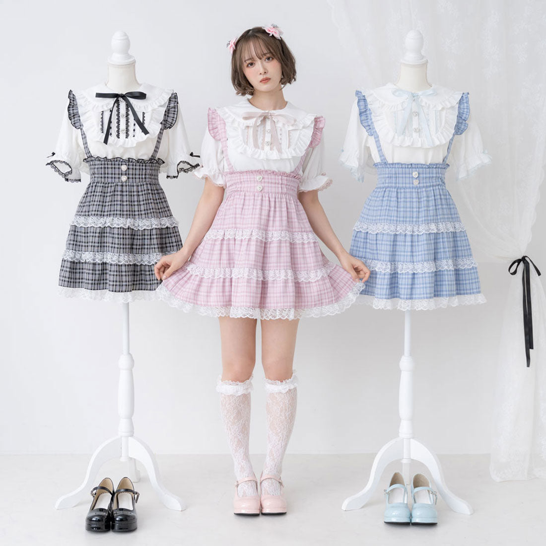 ユメテンボウ 夢展望 レースチェックティアードサススカート