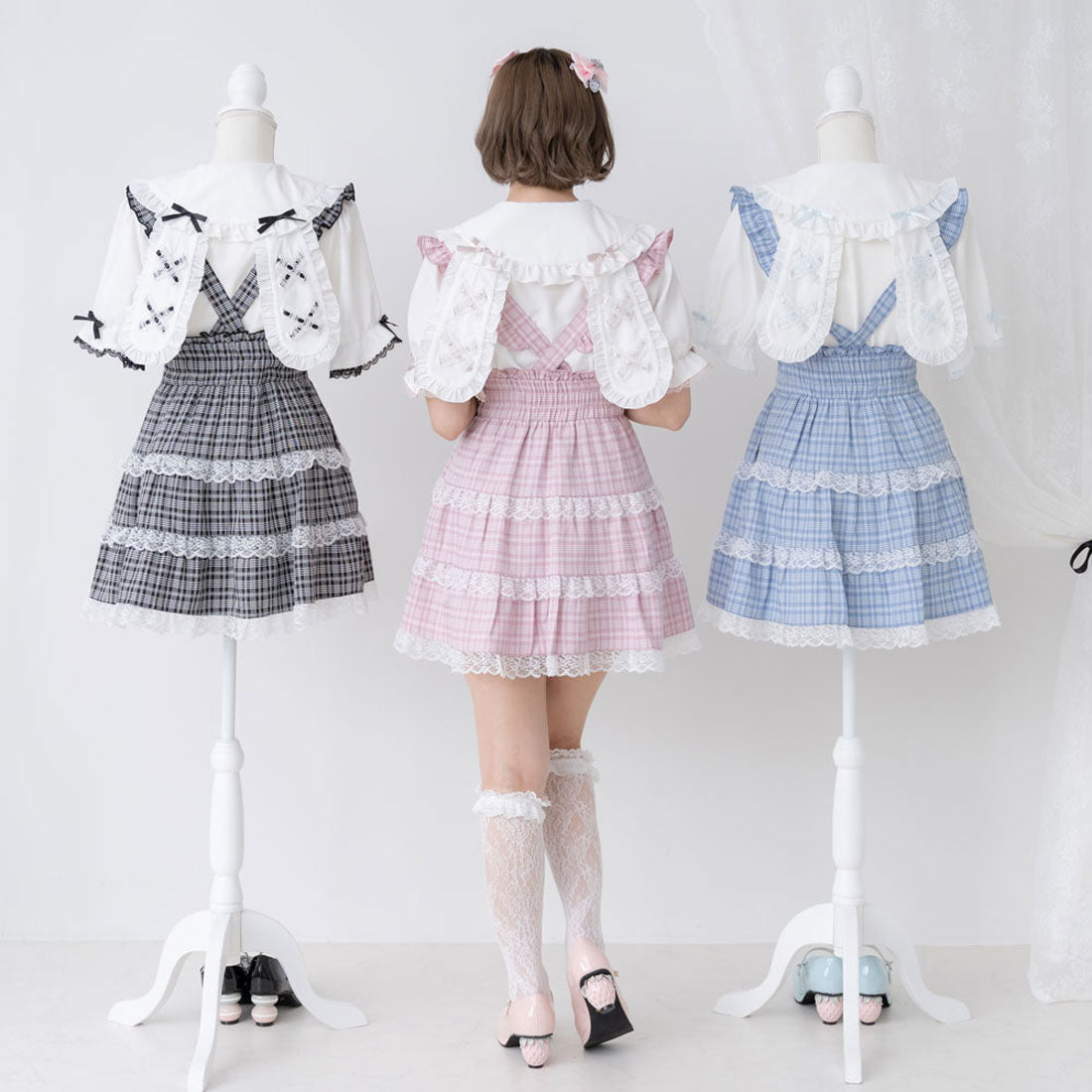 ユメテンボウ 夢展望 レースチェックティアードサススカート