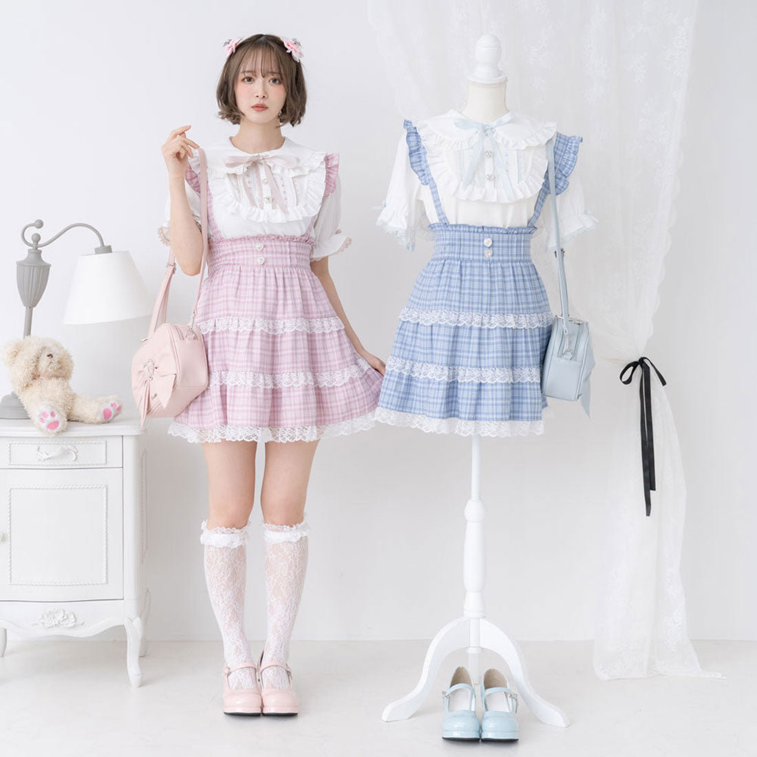 ユメテンボウ 夢展望 レースチェックティアードサススカート
