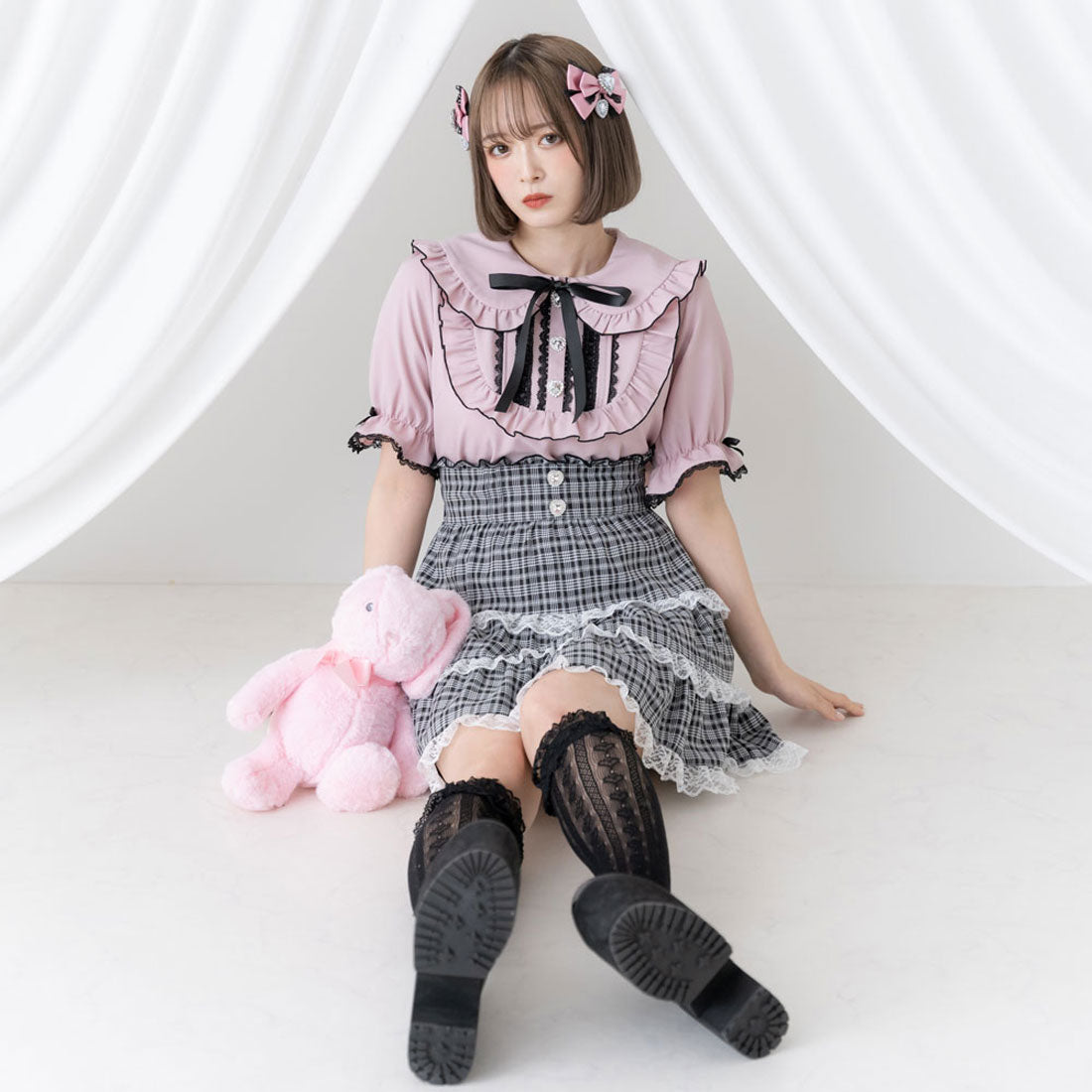 ユメテンボウ 夢展望 レースチェックティアードサススカート
