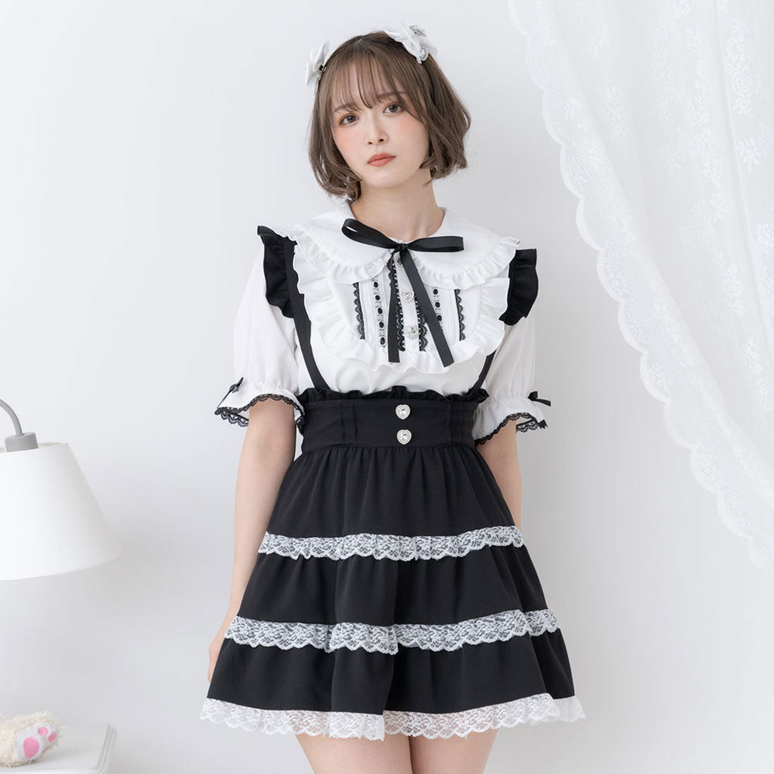 ユメテンボウ 夢展望 レースチェックティアードサススカート