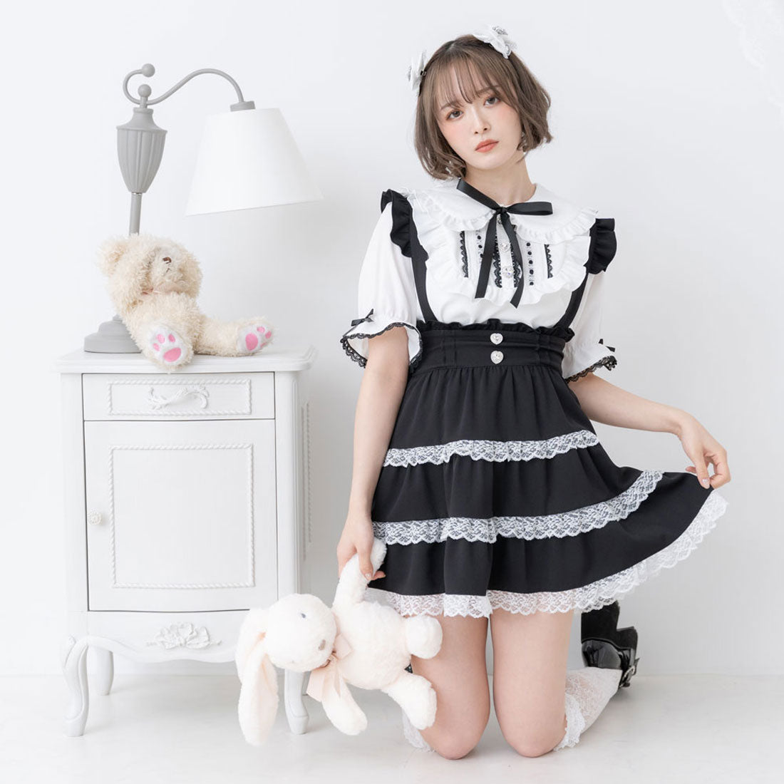 ユメテンボウ 夢展望 レースチェックティアードサススカート